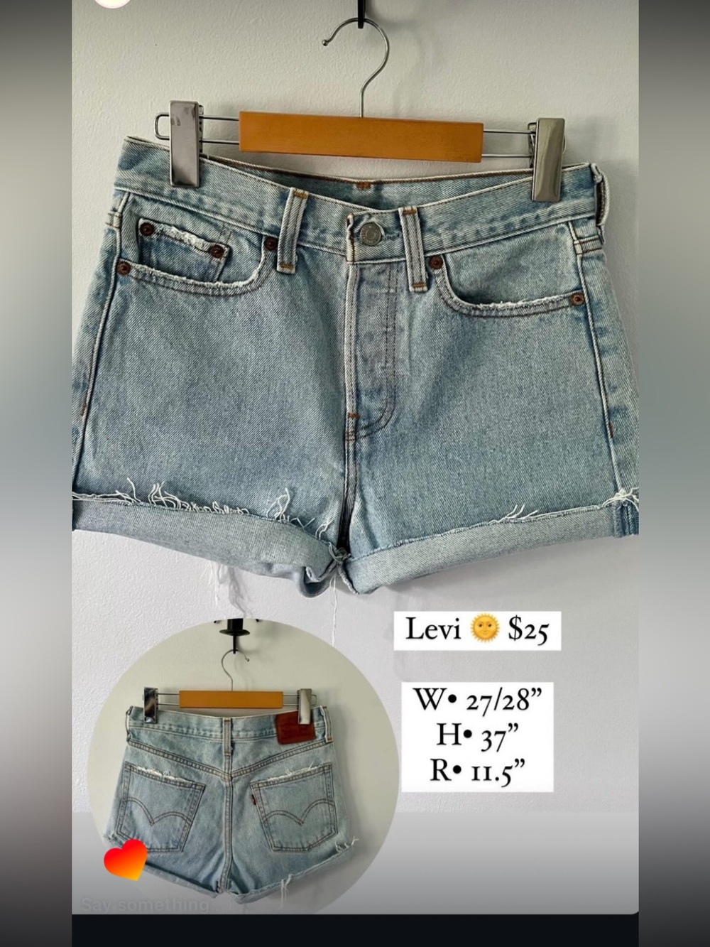 Levi's Faded Light Blue Rolled Hem Denim Shorts